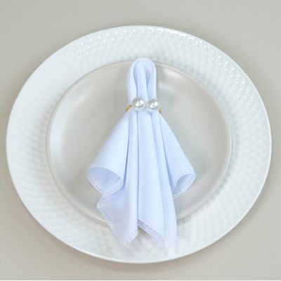 Kit 10 Anéis Para Guardanapos 4cm x 3cm Pérola Duplo Grande Mesa Posta - Dourado