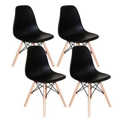Mesa Redonda 90cm Com 4 Cadeiras Eiffel Pés De Madeira Preta