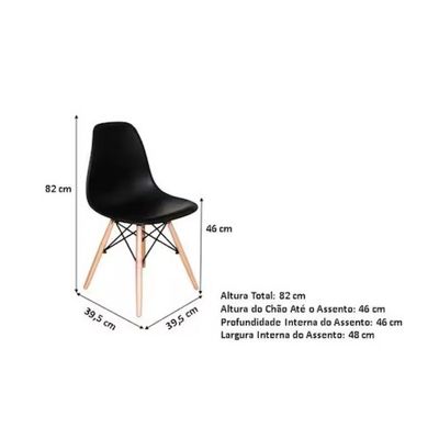 Mesa Redonda 90cm Com 4 Cadeiras Eiffel Pés De Madeira Preta