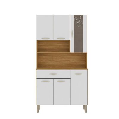 Armário de Cozinha Golden 6 Portas 1 Gaveta MDF 90,9CM Freijo Supremo Elegante Funcional Moderno
