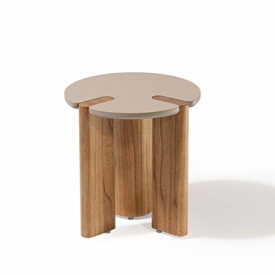 Mesa Lateral Tetris Redondo Madeira Maciça MDF 50CM 60CM Preto para Sala