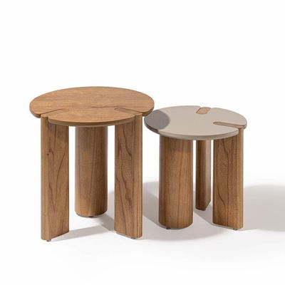 Mesa Lateral Tetris Redondo Madeira Maciça MDF 50CM 60CM Preto para Sala