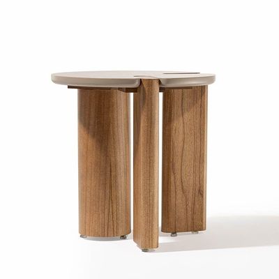 Mesa Lateral Tetris Redondo Madeira Maciça MDF 50CM 60CM Preto para Sala