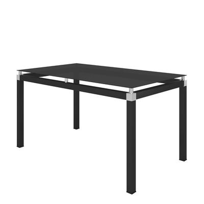 Kit Conjunto Mesa de Jantar Malva Base 4118 4 Lugares Tampo Vidro com Assento Rattan Preto