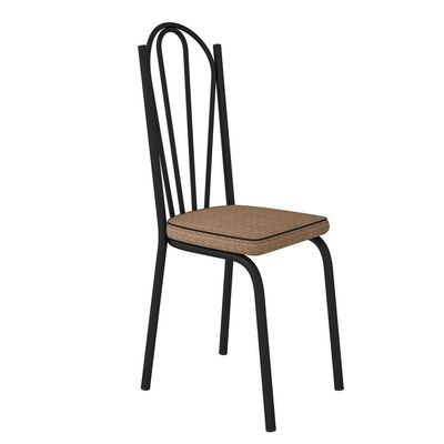 Kit Conjunto Mesa de Jantar Malva Base 4118 4 Lugares Tampo Vidro com Assento Rattan Preto