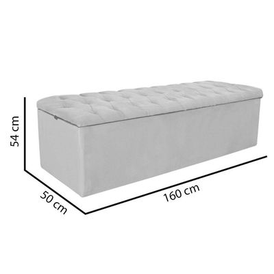 Calçadeira Baú Espanha 160CM Queen Size Corino com Estrutura em Madeira Azul Marinho