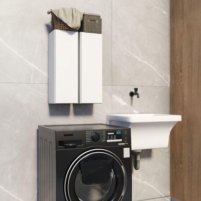 Armário Multiuso Organizar Produtos e Materiais Limpeza 1 Porta Madeira Branco