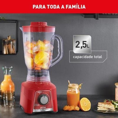 Liquidificador Arno Power Mix 700W 2,5L com 15 Velocidades Vermelho 110V