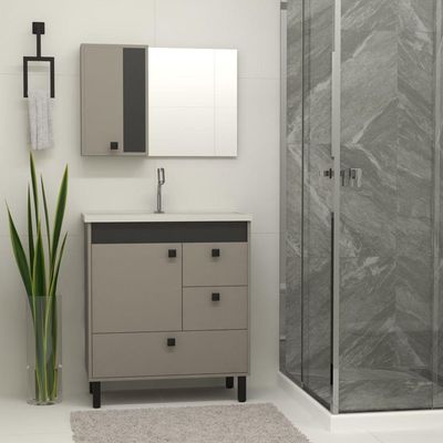 Armário Espelheira para Banheiro Beirute 80CM Santiago Preto MDF MDP 15MM