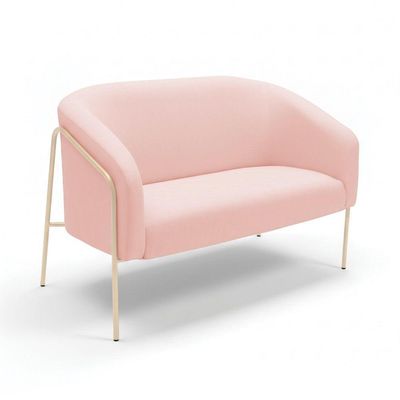 Sofá 2 Lugares Namoradeira Stella Industrial Alta Champanhe Suede D03 - D'rossi Cor Rosa Bebê