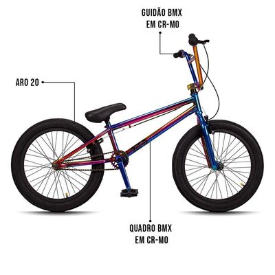 Bicicleta Aro 20 Bmx Pedivela 3 Peças Aço Hi-ten Bob P03 Camaleão - D'rossi