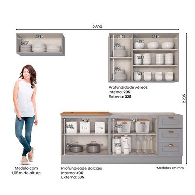 Cozinha Compacta 4 Peças Amy Casa 812 Cinza