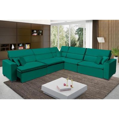 Sofá Milão 3.75x3.75m De Canto, Retrátil E Reclinável - Verde