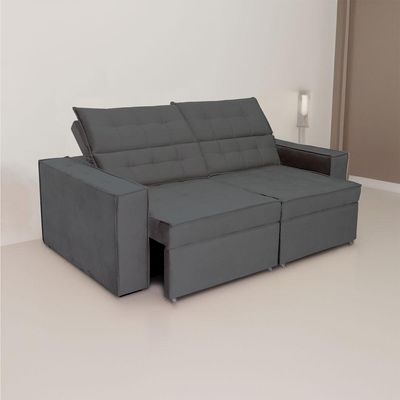 Sofá Austrália 2,50m 4 Lugares Retrátil E Reclinável D35 - Cinza