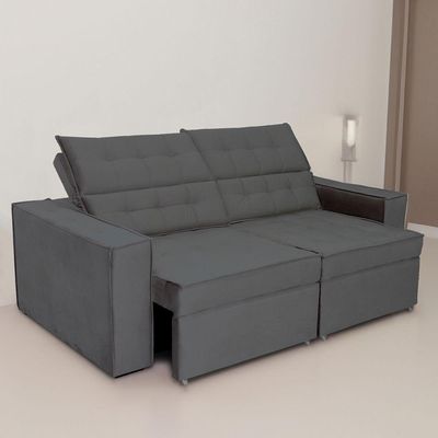 Sofá Austrália 2,50m 4 Lugares Retrátil E Reclinável D35 - Cinza