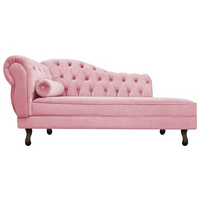 Diva Recamier Diana 140cm Lado Direito Suede Rosa Bebê