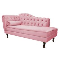 Diva Recamier Diana 140cm Lado Direito Suede Rosa Bebê