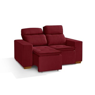 Sofá 2 Lugares 150cm C/ Molas Retrátil E Reclinável Vermelho