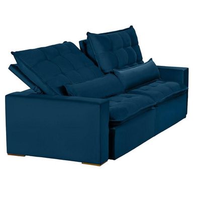 Sofá 5 Lugares 2.50 Mt Retrátil E Reclinável Sofatec Azul