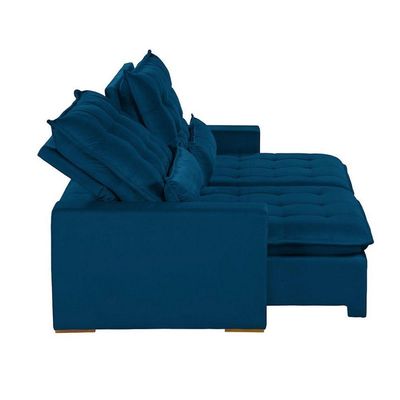 Sofá 5 Lugares 2.50 Mt Retrátil E Reclinável Sofatec Azul