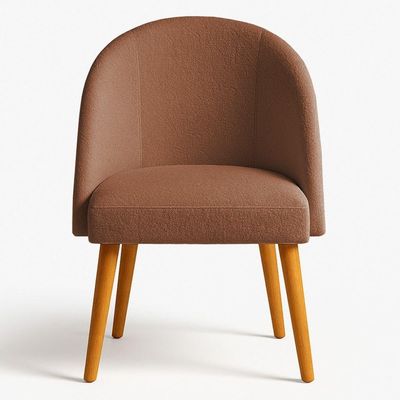 Kit 02 Cadeiras Poltrona De Jantar Estofada Luna Boucle Pés Palito Castanho - Pallazio Cor Terracota