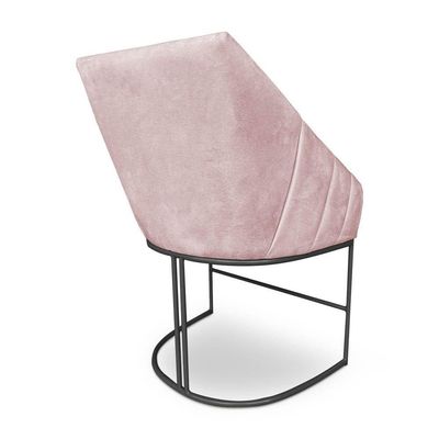 Kit 6 Poltronas Luxo Alana Suede Rosa Bebê Base Ferro Preto - Pallazio