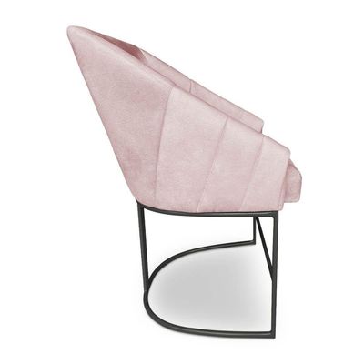 Kit 6 Poltronas Luxo Alana Suede Rosa Bebê Base Ferro Preto - Pallazio