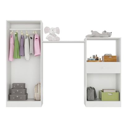 Quarto Infantil Com Berço-cômoda E Colchão Incluso Laura Multimóveis Branco/rosa