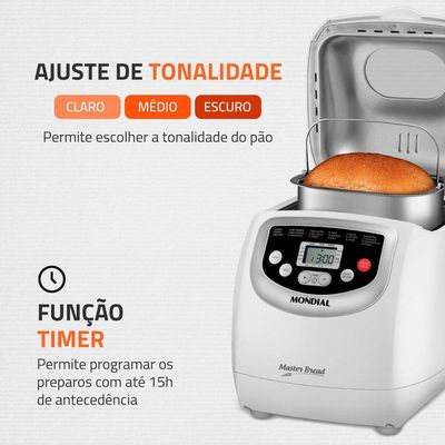 Panificadora Automática Mondial Master Bread Branco NPF-54 220V