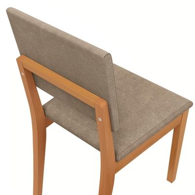 Conjunto Sala De Jantar Dora Em Madeira Maciça 6 Cadeiras Linho Fendi
