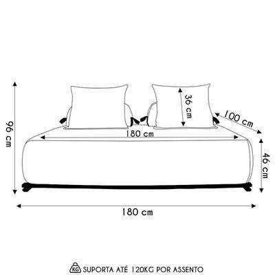 Sofá 4 Lugares Ilha 2 Módulos 180cm Viero S06 Boucle Branco - Mpozenato