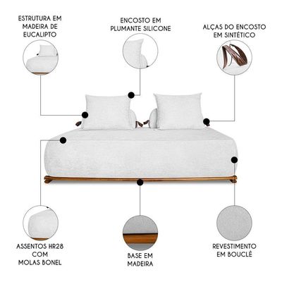 Sofá 4 Lugares Ilha 2 Módulos 180cm Viero S06 Boucle Branco - Mpozenato