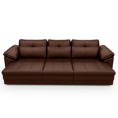 Sofá Retrátil 3 Lugares Para Sala 297cm Dijon Couro Caramelo S07 - Mpozenato