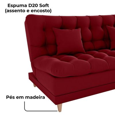 Sofa Cama 2 Lugares 185 Cm Duda Veludo Maserati Milani Store Vermelho