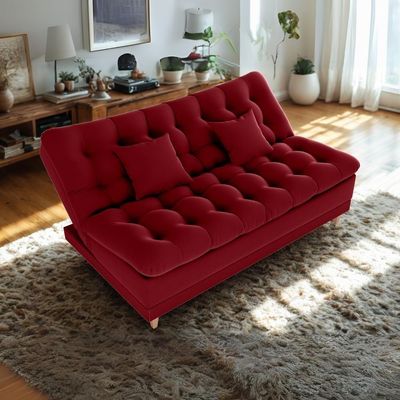 Sofa Cama 2 Lugares 185 Cm Duda Veludo Maserati Milani Store Vermelho