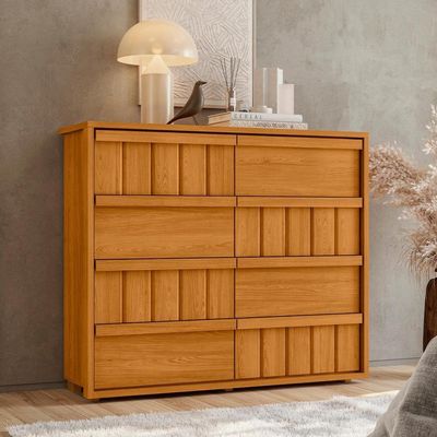 Comoda Tarsila 8 Gavetas Mdf 136 Cm Cinamomo Off White Madetec
