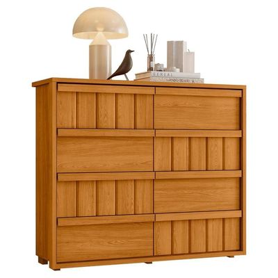 Comoda Tarsila 8 Gavetas Mdf 136 Cm Cinamomo Off White Madetec