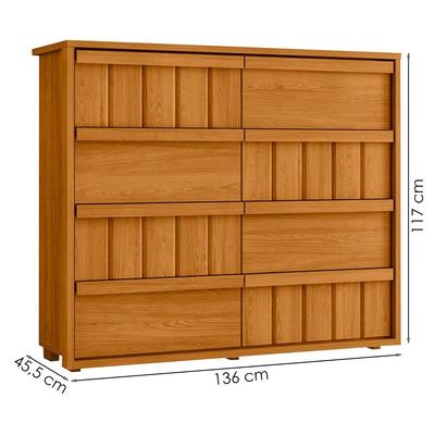 Comoda Tarsila 8 Gavetas Mdf 136 Cm Cinamomo Off White Madetec