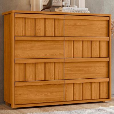 Comoda Tarsila 8 Gavetas Mdf 136 Cm Cinamomo Off White Madetec