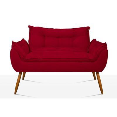 Kit 2 Poltronas + Namoradeira + Puff Opala Decorativa Balaqui Vermelho