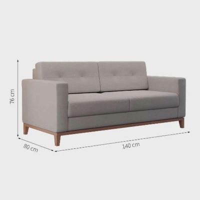 Sofá Com 3 Lugares Pés E Base Madeira Em Linho Cotton