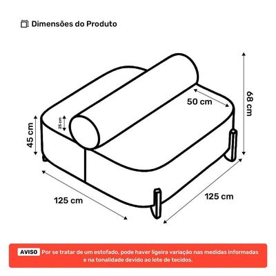 Sofá Ilha Orgânico Living Evo 125cm 02 Lugares Bouclê Bege - Desk Design Bege