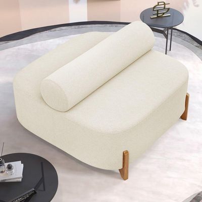 Sofá Ilha Orgânico Living Evo 125cm 02 Lugares Bouclê Bege - Desk Design Bege