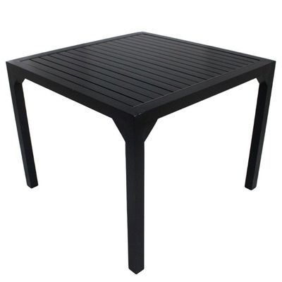 Mesa Quadrada Haiti 80cm Tampo Ripado Em Alumínio Trama Preto