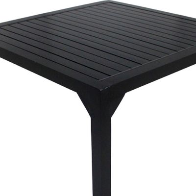 Mesa Quadrada Haiti 80cm Tampo Ripado Em Alumínio Trama Preto