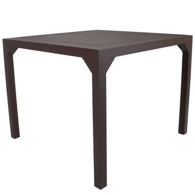Mesa Quadrada Haiti 60cm Com Tampo Ripado Em Alumínio Trama Marrom