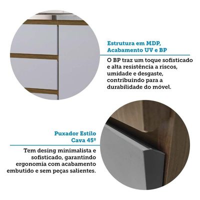 Cozinha Completa 5 Pçs Espaços Para Micro-ondas E Tampo Freijó-cinza Cristal
