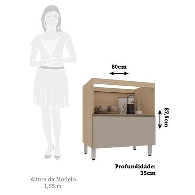 Balcão De Cozinha Sem Tampo 1 Porta E 1 Gavetão 80cm Luciane Andorra/bege Dunas