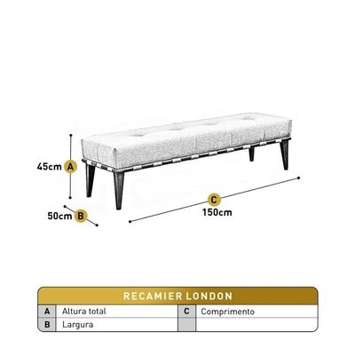Recamier Valentin Luxo Madeira Maciça Castellar Móbile Linho Azul