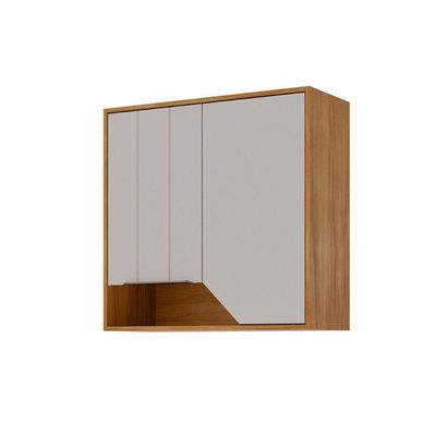 Armário Aéreo Cozinha Modulado Celeste C/ 2 Portas 80cm Cinamomo/off White - Mgm